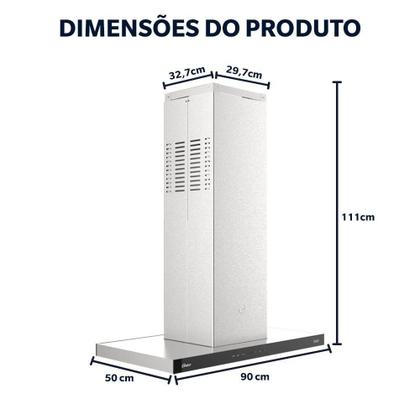 Imagem de Coifa De Ilha Oster Inox Touch Control 90cm 110V