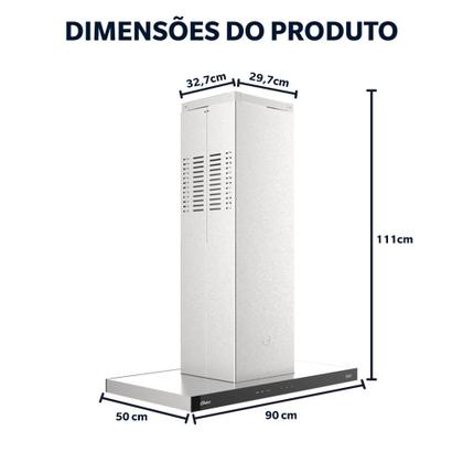 Imagem de Coifa de Ilha Oster Inox Touch Control 90cm