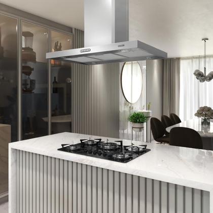 Imagem de Coifa de Ilha Retangular Nardelli Com Função Depurador e Exaustor 3 Velocidades 90cm 240W inox 127V