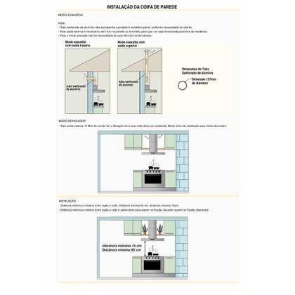 Imagem de Coifa de Parede 60cm Retangular Duto Slim Nardelli Inox
