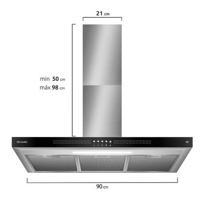 Imagem de Coifa de Parede 90cm Mueller Plana com Função Depurador e Exaustor Inox 220V - MCP90K