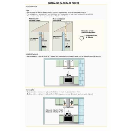 Imagem de Coifa de Parede 90cm Retangular Duto Slim Nardelli Inox