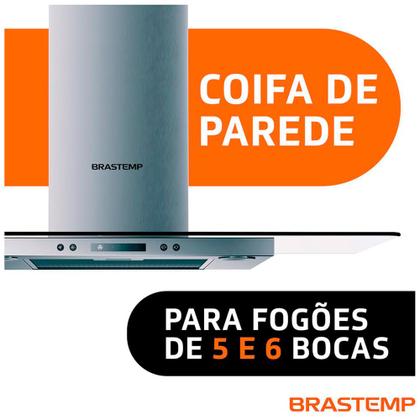 Imagem de Coifa de Parede Brastemp 90 cm Inox 5 e 6 Bocas Timer Autodesligamento BAP90AR