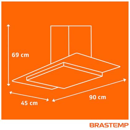 Imagem de Coifa de Parede Brastemp 90 cm Inox 5 e 6 Bocas Timer Autodesligamento BAP90AR