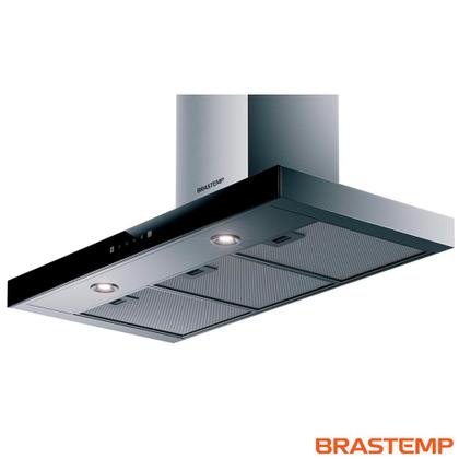 Imagem de Coifa de Parede Brastemp 90 cm Tbox com 03 Velocidades + Turbo, Painel Touch, Timer, Inox - BAE90AR