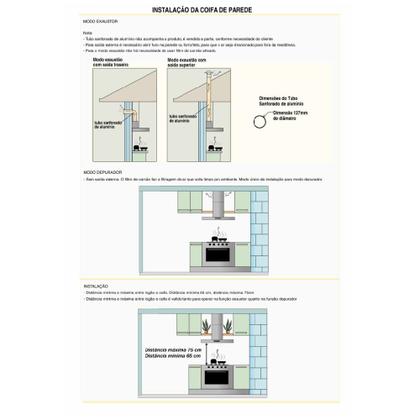 Imagem de Coifa de Parede Clean Vidro Curvo 80cm 140W Nardelli