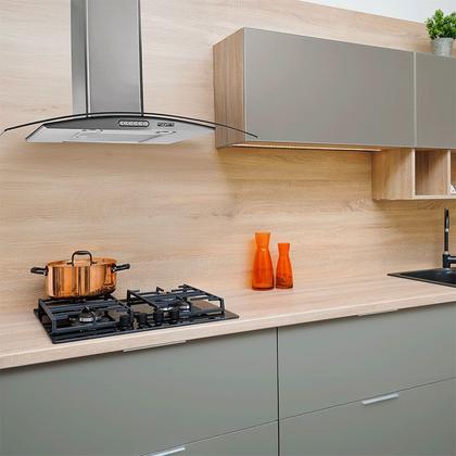 Imagem de Coifa De Parede Depurador Inox 4 à 6 Bocas 90cm Vidro Curvo Slim Fogatti