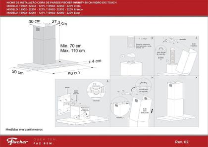 Imagem de Coifa de Parede Fischer Infinity 90cm Vidro Eiger 19902