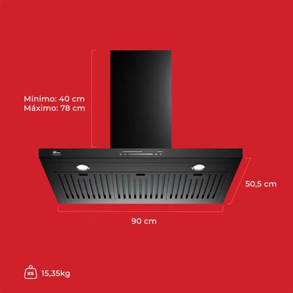 Imagem de Coifa de parede fischer platinium 90 cm com controle por gesto
