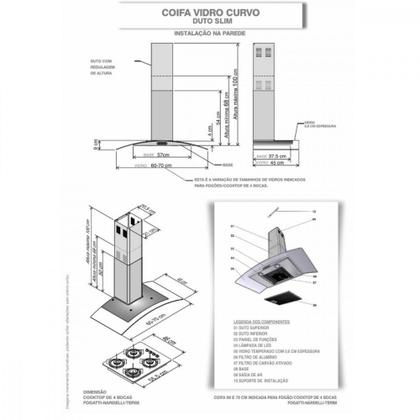 Imagem de Coifa de Parede Fogatti Slim 80cm Vidro Curvo Inox - 220V