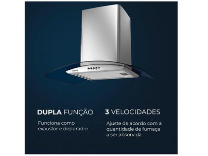 Imagem de Coifa de Parede Mondial 60cm Inox até 4 Bocas Curvo CF60-01