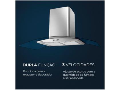 Imagem de Coifa de Parede Mondial 90cm até 6 Bocas Vidro Curvo CF90-01