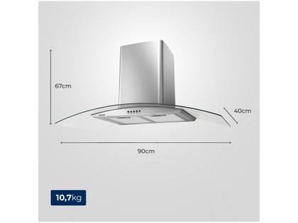 Imagem de Coifa de Parede Mondial 90cm até 6 Bocas Vidro Curvo CF90-01