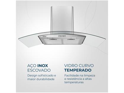 Imagem de Coifa de Parede Mondial 90cm até 6 Bocas Vidro Curvo CF90-01
