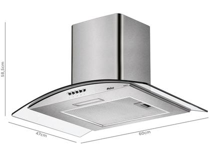 Imagem de Coifa de Parede Philco 60cm Glass Vidro Curvo 3 Velocidades Inox PCO60G  220 Volts