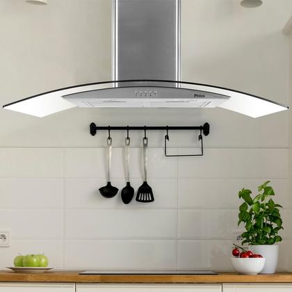 Imagem de Coifa de Parede Philco PCO90G Curva 90cm Inox Dupla filtragem 220V