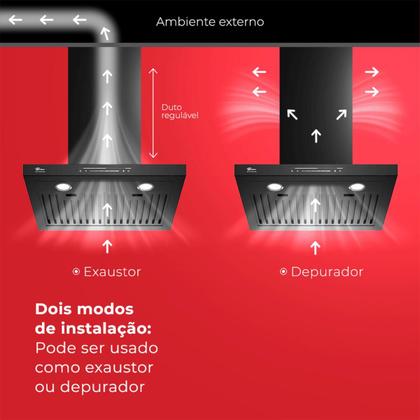 Imagem de Coifa de parede platinium 220v fischer 60cm com controle inteligente por gesto