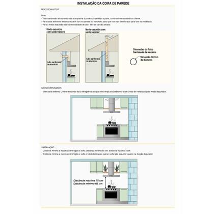 Imagem de Coifa de Parede Retangular 75cm Slim Terim Preto com Inox