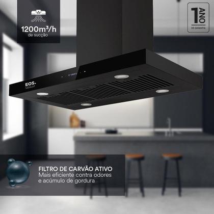 Imagem de Coifa e Depurador de Ilha EOS 90cm Maxxi Air Digital Touch Inox Preto EPCO90ITDP 110V