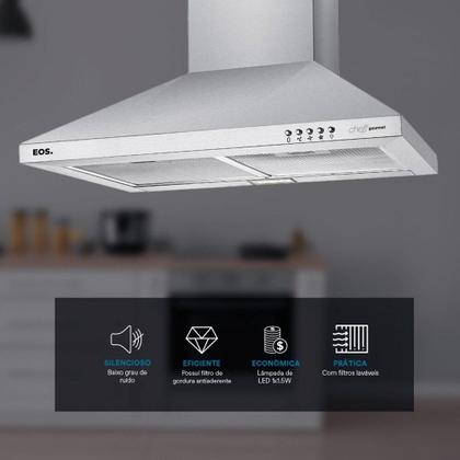 Imagem de Coifa e Depurador de Parede Piramidal EOS 60cm Cheff Gourmet Inox ECO61PPI 220V