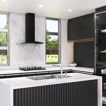 Imagem de Coifa Fogatti De Parede Clean Vidro Curvo Black 80cm Preto 110V