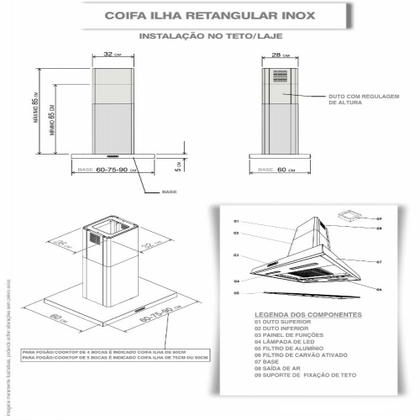 Imagem de Coifa Ilha 60cm Retangular Terim