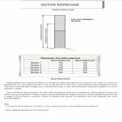 Imagem de Coifa Ilha 75cm Retangular Fogatti Inox 110V