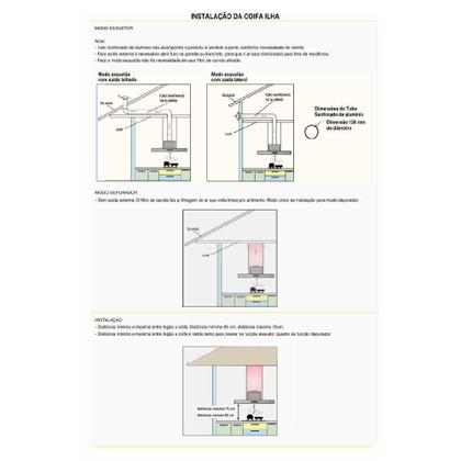 Imagem de Coifa Ilha 75cm Retangular Terim Inox 220V