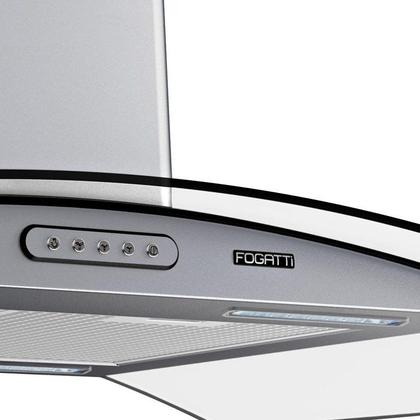 Imagem de Coifa Ilha 90cm Fogatti Vidro Curvo Inox