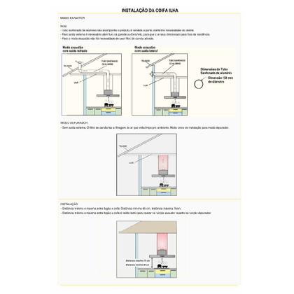 Imagem de Coifa Ilha Nardelli Retangular 60cm Inox