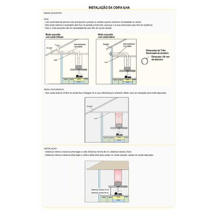 Imagem de Coifa Ilha Retangular 60cm 3 velocidades Inox Nardelli