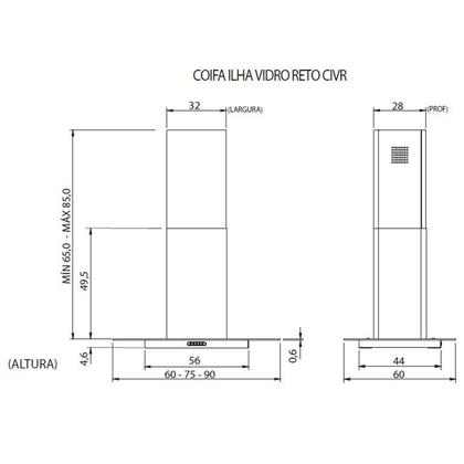 Imagem de Coifa Ilha Vidro Reto Inox 90cm Fogatti