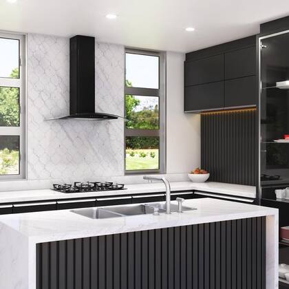 Imagem de Coifa Nardelli de Parede Clean Vidro Curvo Black 80cm