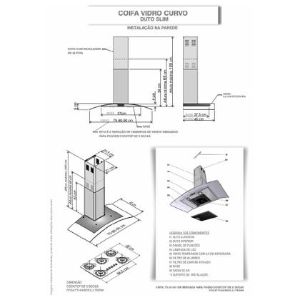Imagem de Coifa Nardelli de Parede Clean Vidro Curvo Black 80cm