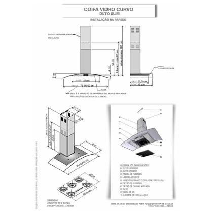Imagem de Coifa Nardelli de Parede Clean Vidro Curvo Kromanox 90cm