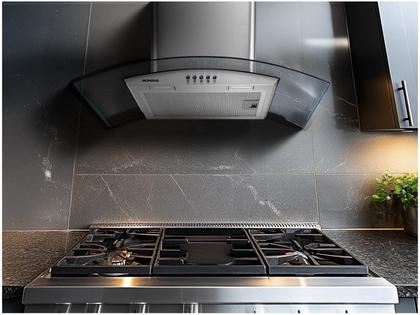 Imagem de Coifa Parede 60cm Aço Escovado Vidro Curvo Luz Led 250W 127v