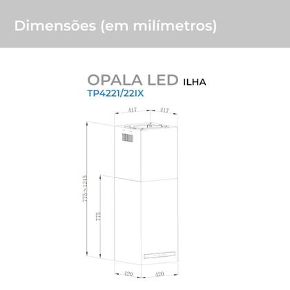 Imagem de Coifa Suggar Ilha Opala LED Inox