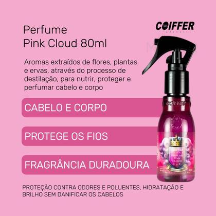 Imagem de Coiffer Perfume Pink Cloud 80ml  Fragrância Capilar com Hidratação Leve, Toque Sedoso e Brilho Instantâneo