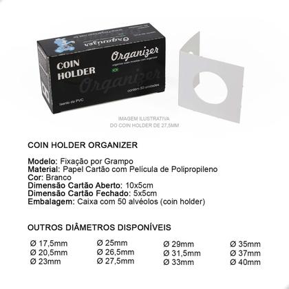 Imagem de Coins Holder Porta Moedas Grampeável Organizer 40mm