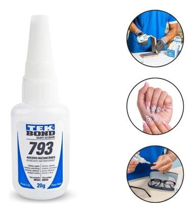 Imagem de Cola Adesivo Instantâneo Média Viscosidade Tekbond 793 20g - Mais vendido - Seca rápido