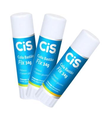Imagem de Cola Bastão CIS Fix 34g Escolar e Artesanato C/3 Unidades