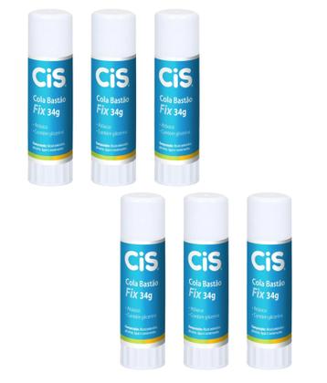 Imagem de Cola Bastão CIS Fix 34g Escolar e Artesanato C/3 Unidades