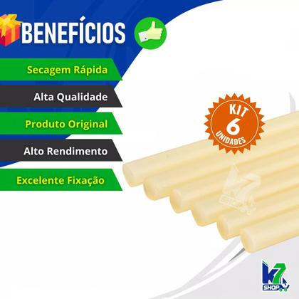 Imagem de Cola Bastão Grossa 12mm para Pistola Cola Quente Cartela com 6pcs Vonder