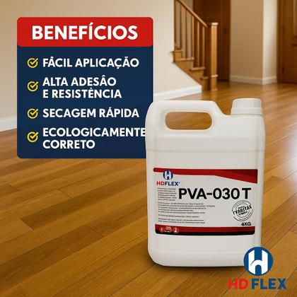 Imagem de Cola Branca Pva Para Tacos Assoalhos Madeira 4kg Hdflex