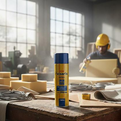 Imagem de Cola de Contato Spray Kisafix 500ml  Adesivo de Alta Performance para Espumas, Tecidos, Laminados e MDF