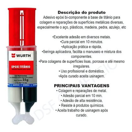 Imagem de Cola Epoxi Titanium Aço Alumínio Ferro Cobre Metal Wurth