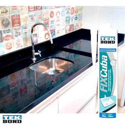 Imagem de Cola Fixa Cuba Pia Inox Granito Mármore Porcelana Vidro 85g