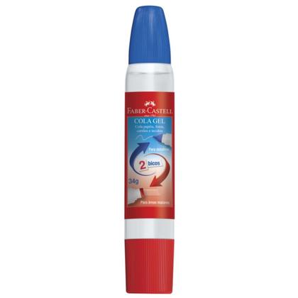 Imagem de Cola Gel Faber Castell 2 Bicos Escola Transparente Kit 4 Und