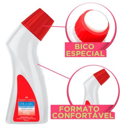 Imagem de Cola Gel FaberCastell 63g Transparente Ergonômica Lavável Uso Escolar e Artesanato