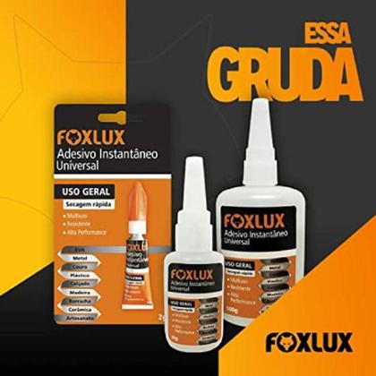 Imagem de Cola Instantanea Fox Lux Adesivo Universal, Mdf , Plast 100g Cor Transparente
